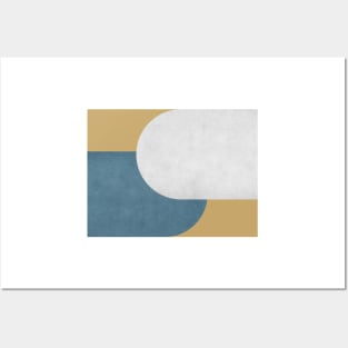 Half Circle Colorblock - Gold Blue and White Posters and Art